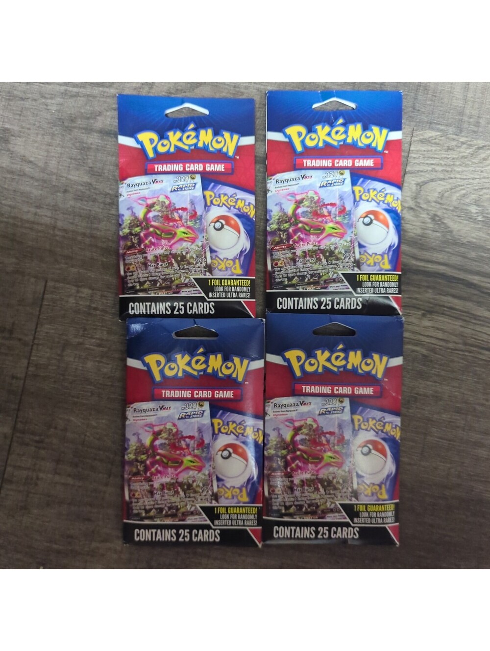 Pokémon Trading Card Game Rapid Strike VMAX 25-Pack w/ 1 Foil-4 PACK of NEW